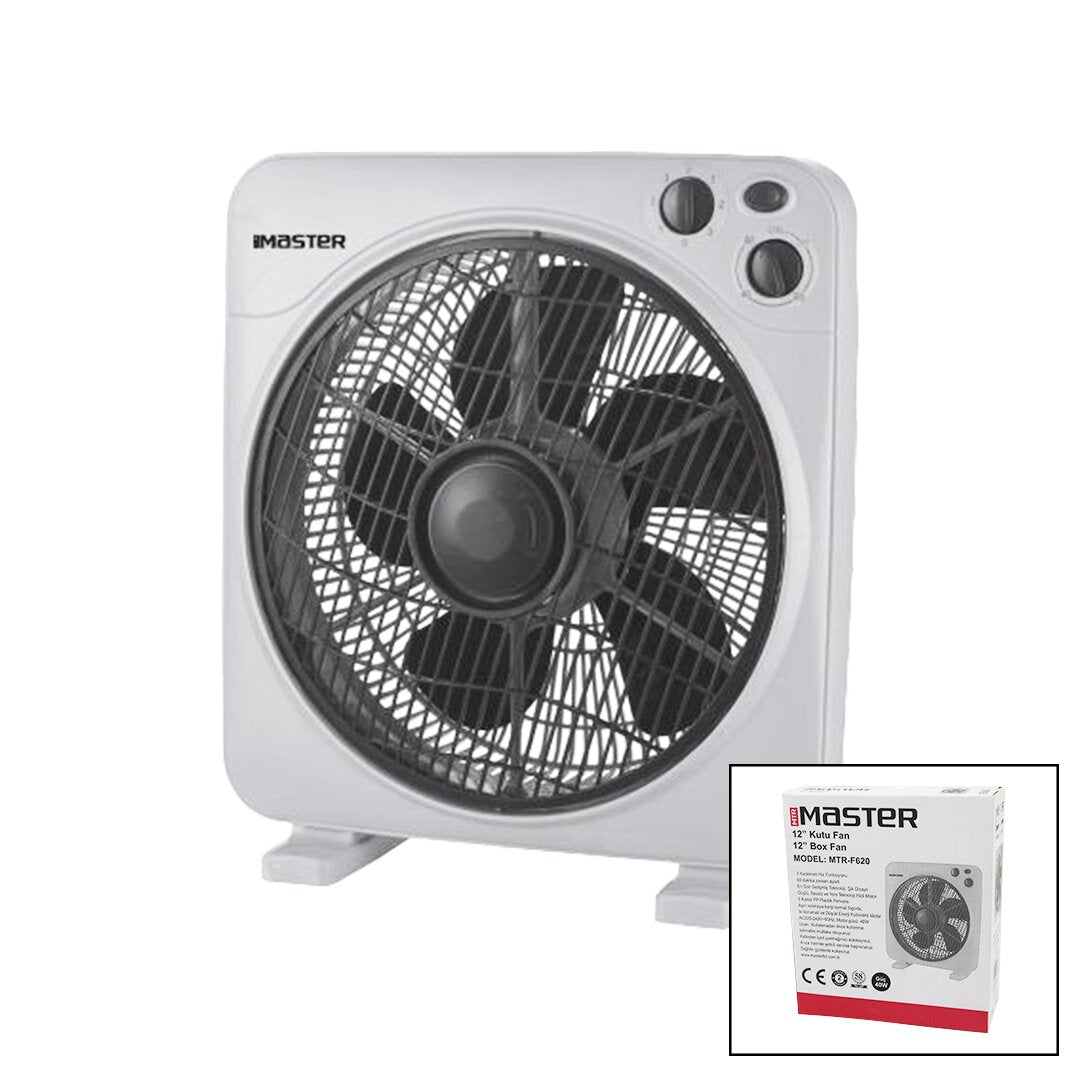 12 İNÇ KUTU FAN VANTİLATÖR 3 KADEME HIZ 5 PLASTİK KANAT 40W 60DK.ZAMAN AYARLI MTR-F620 (5538) 1