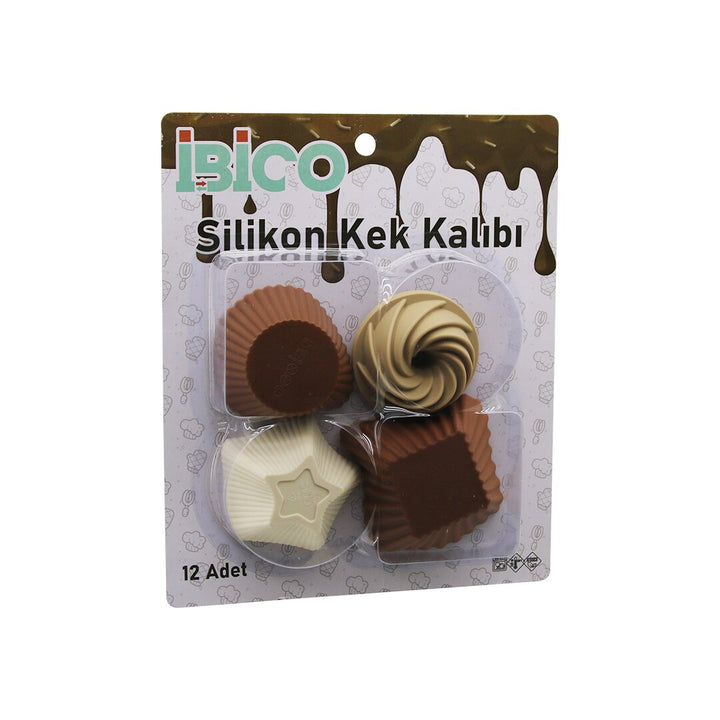 12PCS RENKLİ SİLİKON MUFFİN - KEK KALIP MİX ŞEKİL= 3-DİKDÖRTGEN - 3-YUVARLAK - 3-RÜZGAR GÜLÜ - 3-YILDIZ (5538) 1