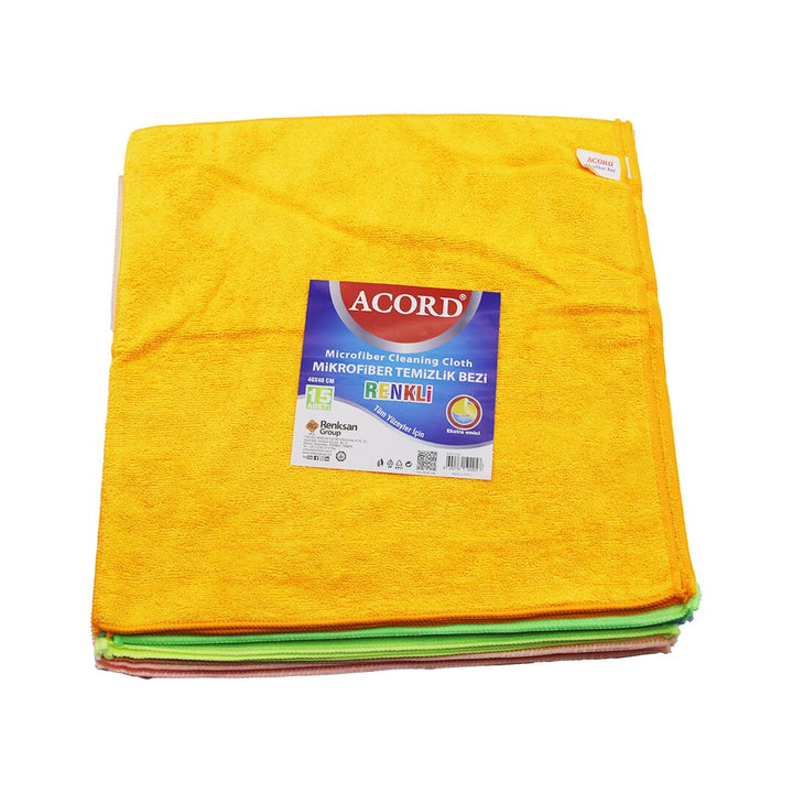 15 ADET ACORD KOD-536 DÖKME 40X40CM RENKLİ MİKROFİBER TEMİZLİK BEZİ EKSTRA EMİCİ TÜM YÜZEYLER İÇİN (5538) 1