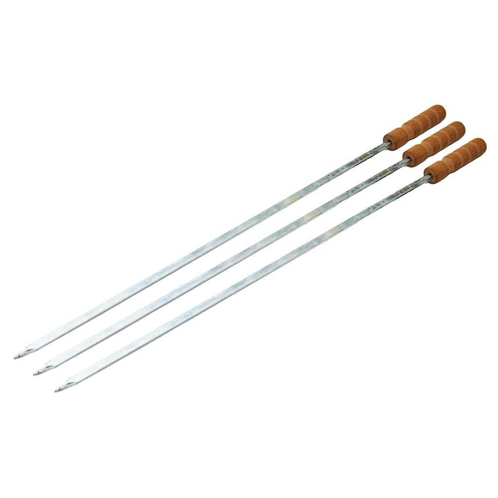 Ahşap Saplı Tavuk Şişi - Dar Yassı - Metal - 50 cm 1