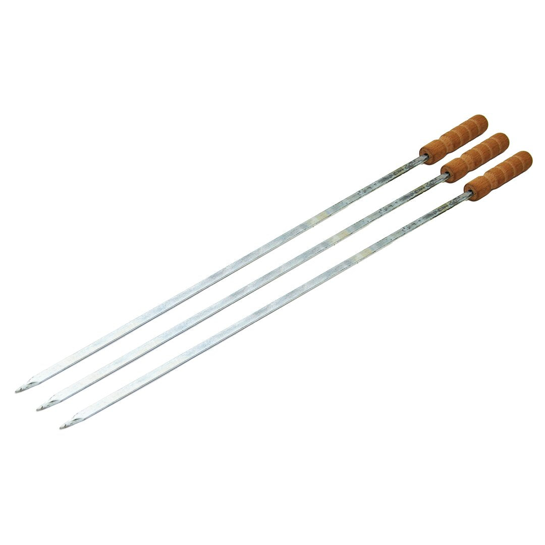 Ahşap Saplı Tavuk Şişi - Dar Yassı - Metal - 50 cm 1