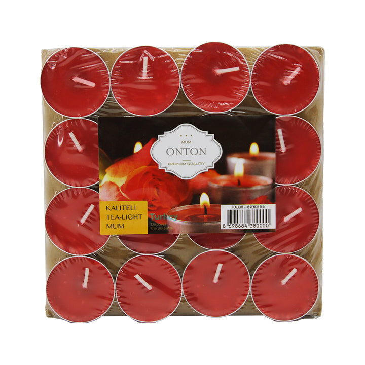 16 PARÇA KIRMIZI TEA LİGHT YUVARLAK MUM (5538) 1
