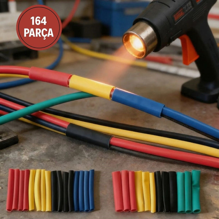 164 Parça Isı ile Daralan Makaron Seti – Elektrik Kablo İzolasyon & Koruma Kılıfı, Renkli Shrink Tube Set (5538) 1