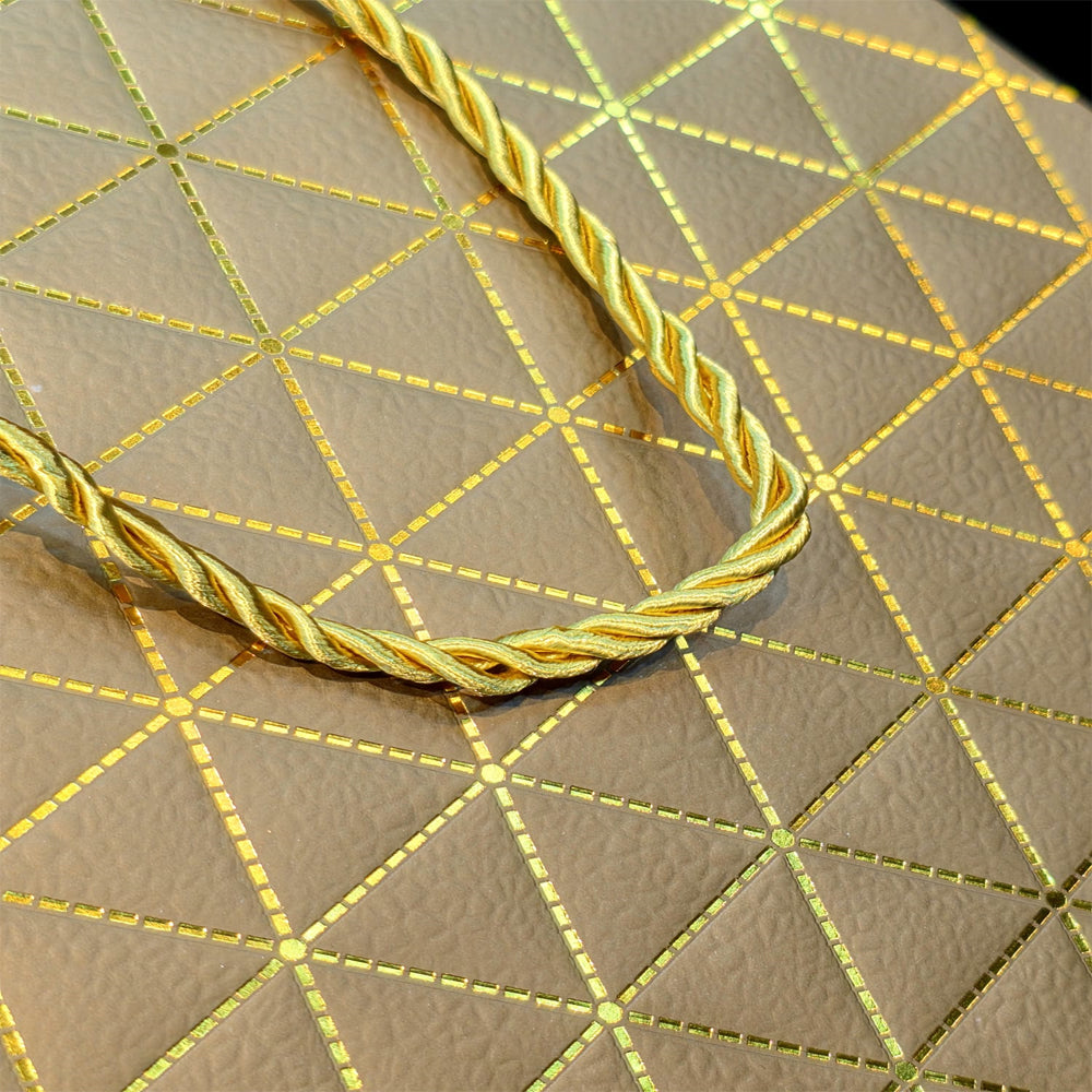 Gold Geometrik Desenli Mini Boy Karton Hediye Çantası 2