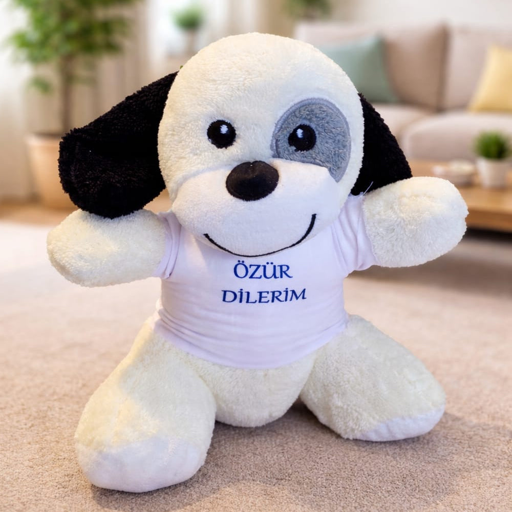 Özür Dilerim Tişörtlü Sevimli Benekli Peluş Köpek 1