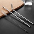 Ekstra Uzun Paslanmaz Çelik Pipet Seti – 3 Parça (Eğri + Düz + Fırça) 1