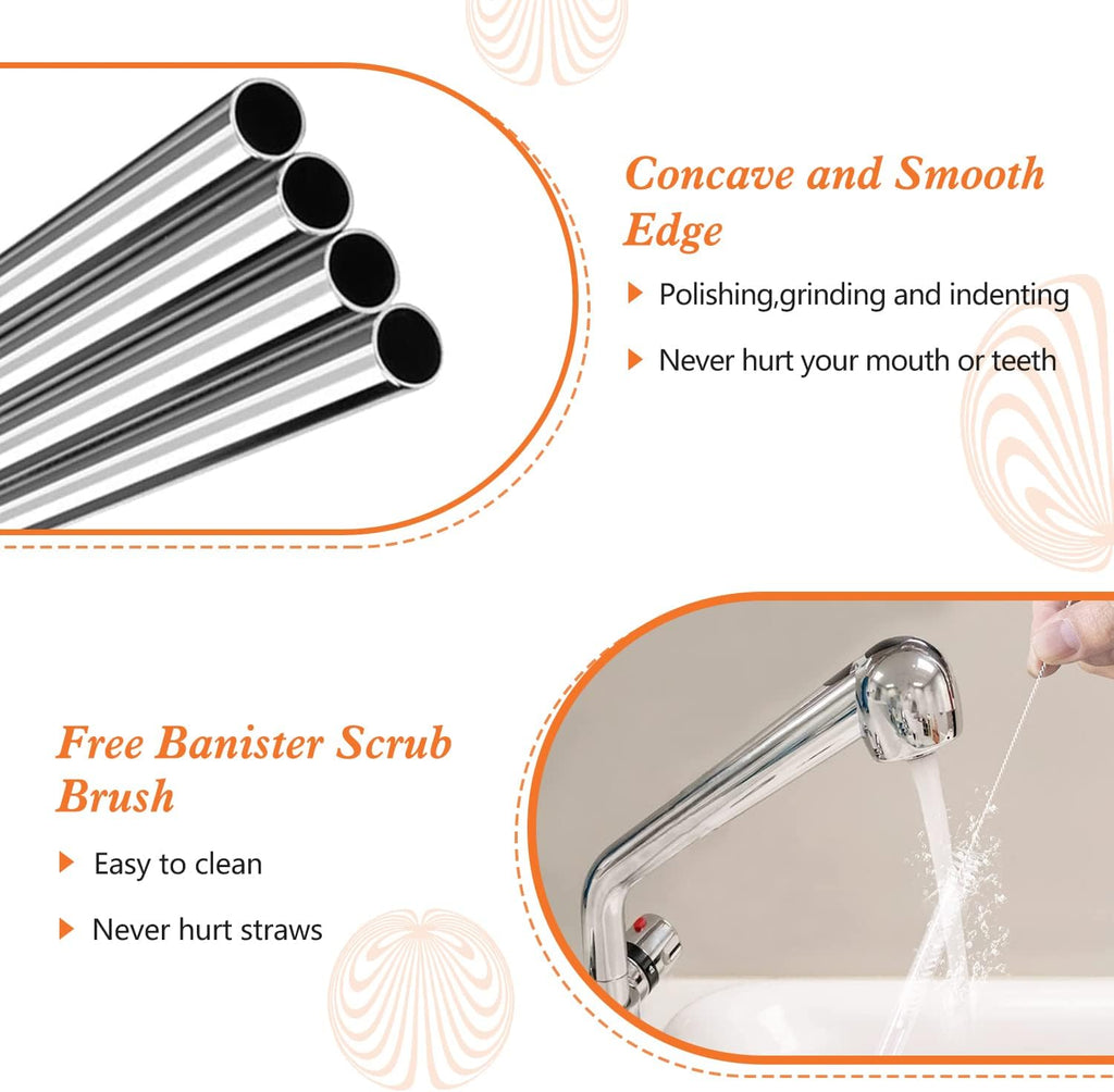 Ekstra Uzun Paslanmaz Çelik Pipet Seti – 3 Parça (Eğri + Düz + Fırça) 2