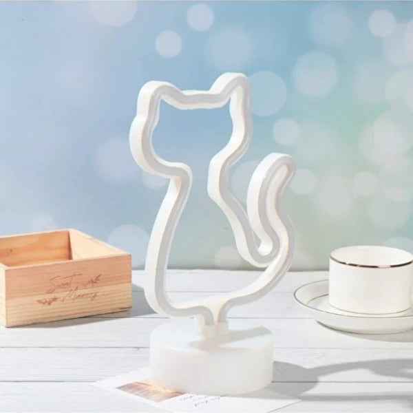 Neon Işıklı Kedi Tasarımlı Lamba 3