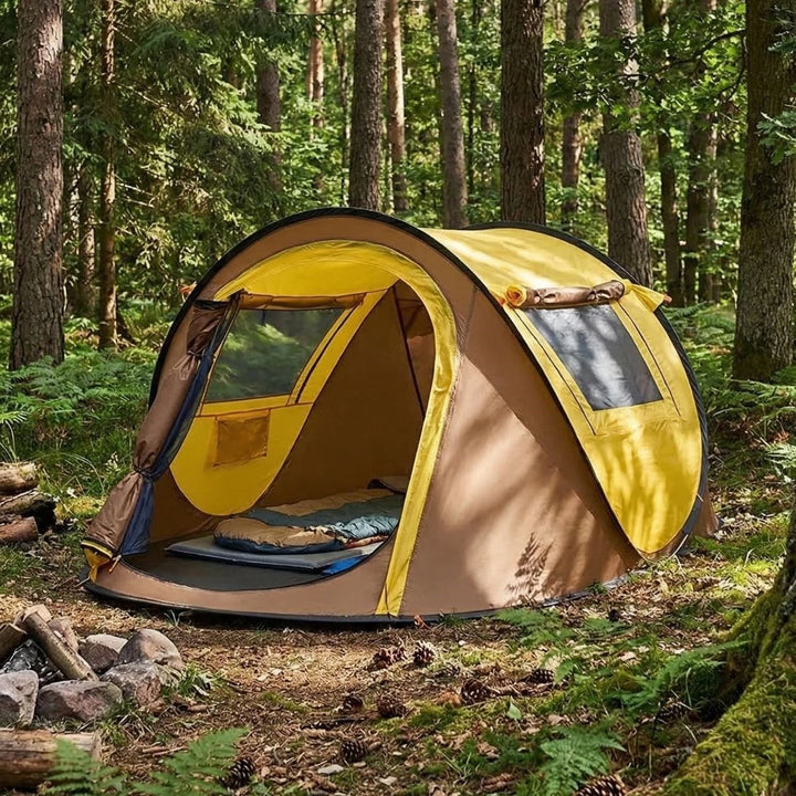 2 Kişilik Vagon Tipi Yarı Otomatik Kamp Çadırı – Çift Kapılı, Çift Pencereli, Hafif Taşınabilir Outdoor Doğa Çadırı 220x120x90 cm (5538) 1