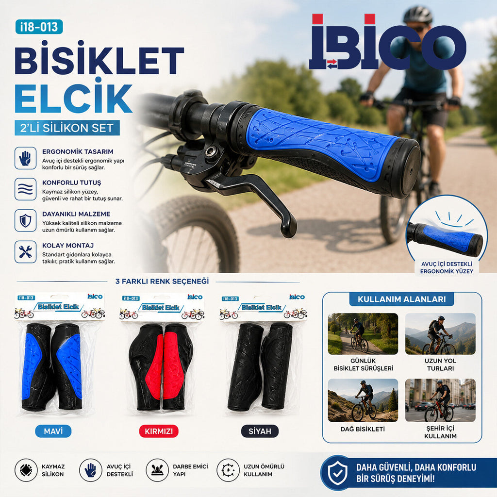 2 PCS SET RENKLİ - SİLİKON BİSİKLET ELCİK (5538) 2