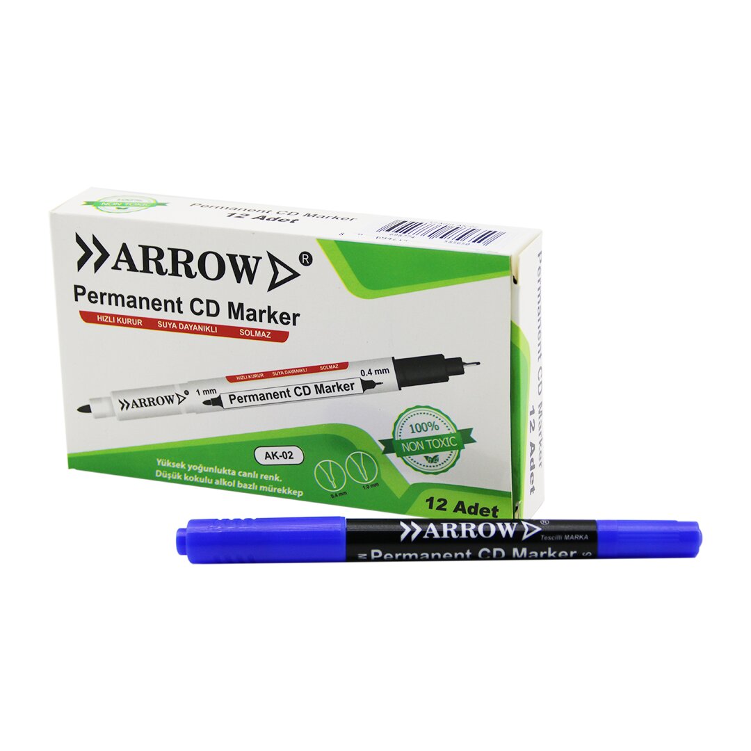 Mavi CD Kalemi - 2 Uçlu - Marker - 1 mm ve 0.4 mm 1