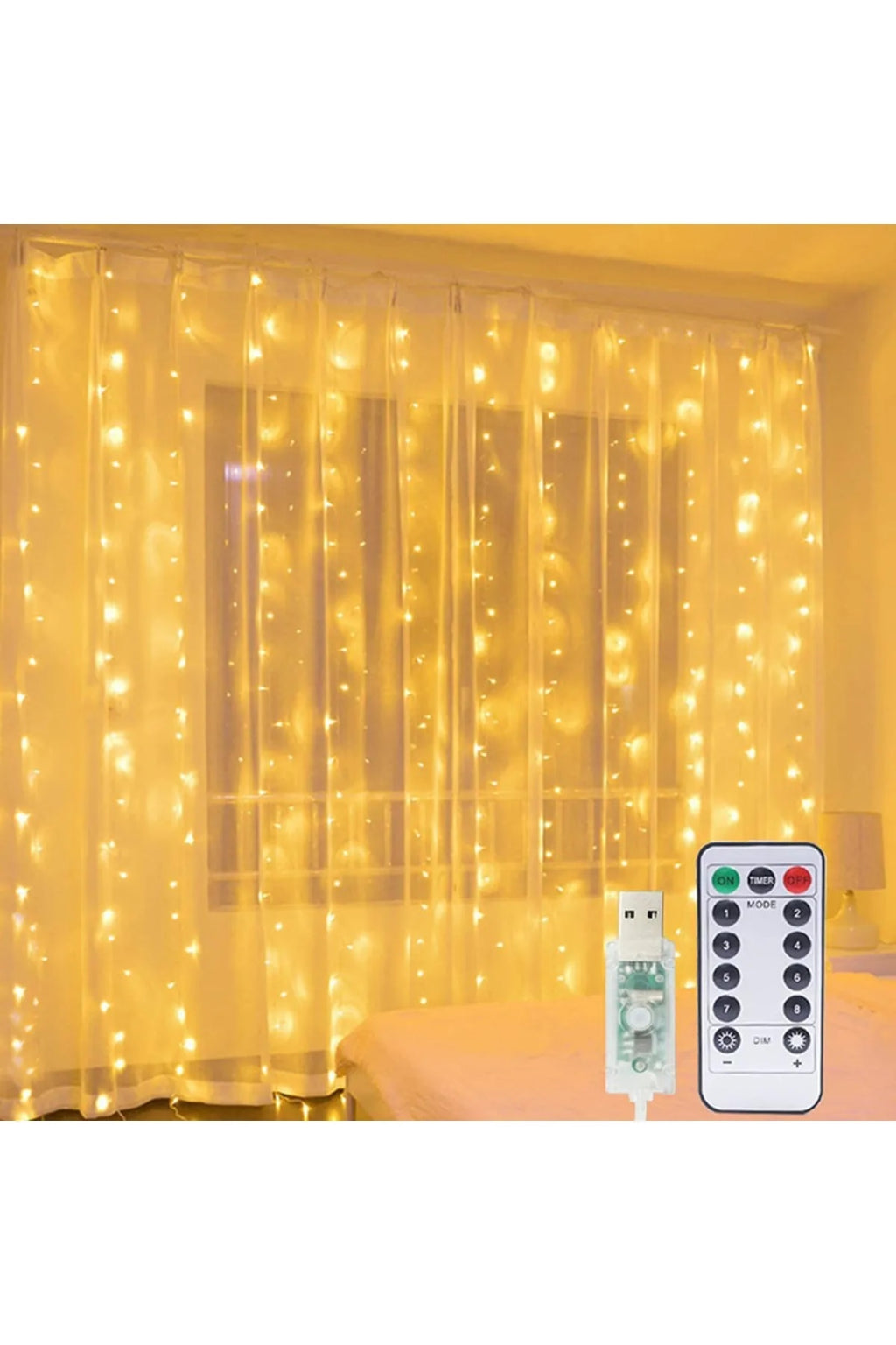 8 Fonksiyonlu Peri Perde Led Uzaktan Kumandalı Günışığı Perde Peri Led (3 mt x 3 mt) 2