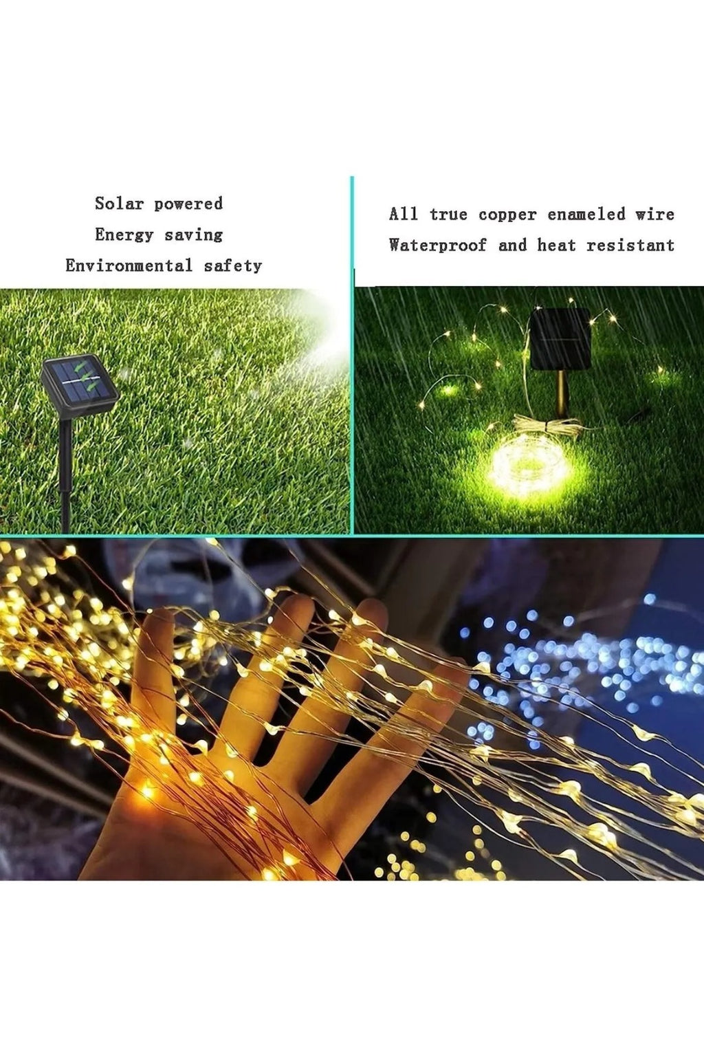 Güneş Enerjili 200 LED Dış Mekan Aydınlatma Şeridi 2