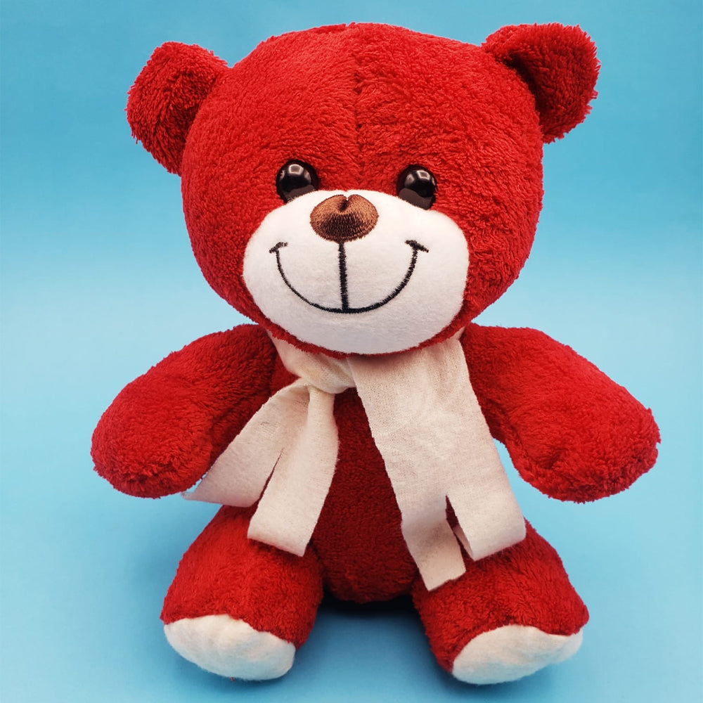 Kırmızı Peluş Atkılı Oyuncak Ayıcık 1