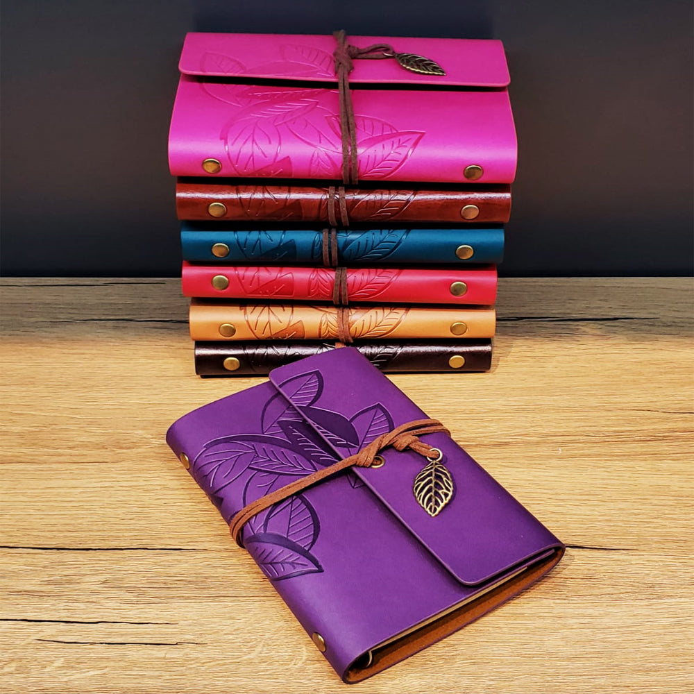 Yaprak Desenli Deri Defter Asorti 1