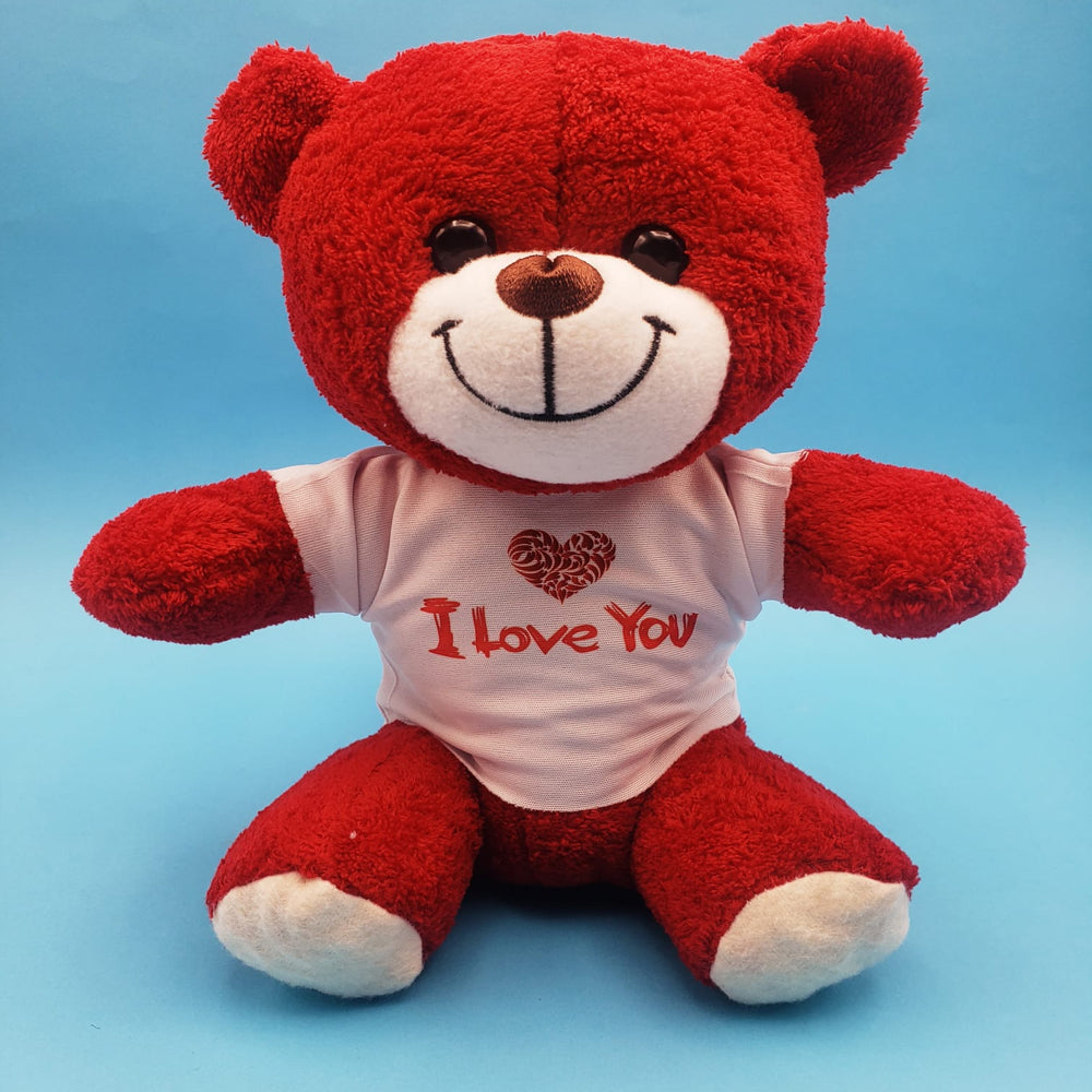 Kırmızı I Love You Tişörtlü Peluş Ayıcık 1