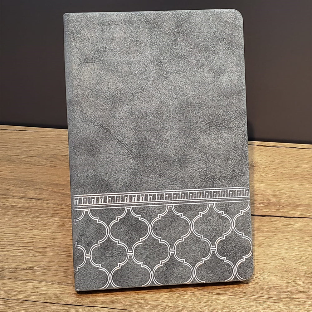 Desenli Gri Renk Deri Defter 1