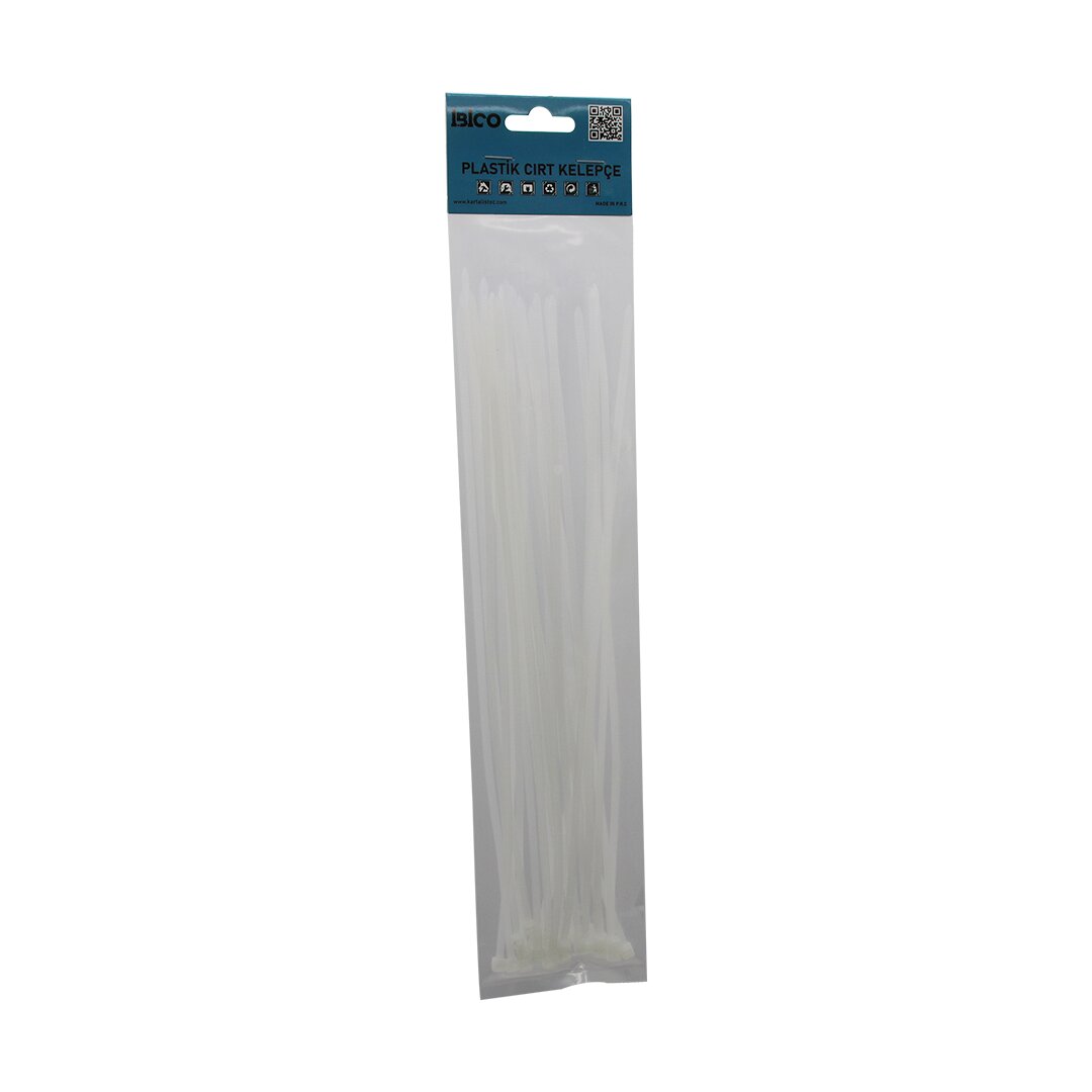 25PCS BEYAZ 3.6X300MM PLASTİK CIRT KELEPÇE (5538) 1