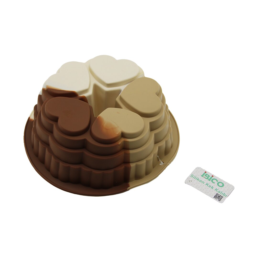 5 Dilim Kalp Tasarımlı Kek Kalıbı - Silikon - 9 cm Derinlik 1