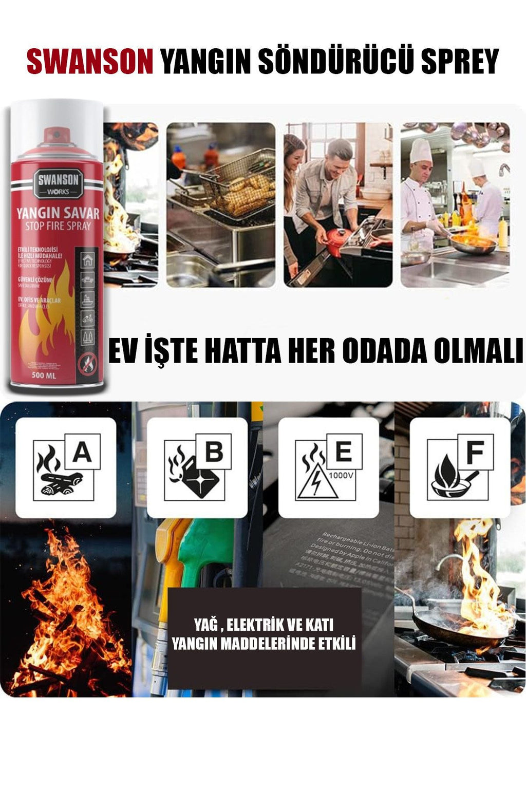 3 ADET YANGIN SÖNDÜRÜCÜ - YANGIN SAVAR SPREY 500ML + 500 ML + 500 ML EV - OFİS - OTO ARAÇ ATEŞ BOĞUCU KÖPÜK TABAKA OLUŞTURUR (5538) 2