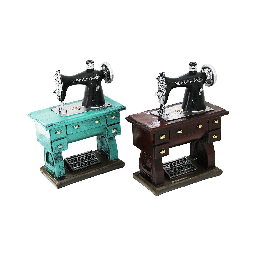 Dikiş Makinesi Tasarımlı Vintage Dekoratif Biblo - Tasarım Kumbara - Reçine Malzeme 1