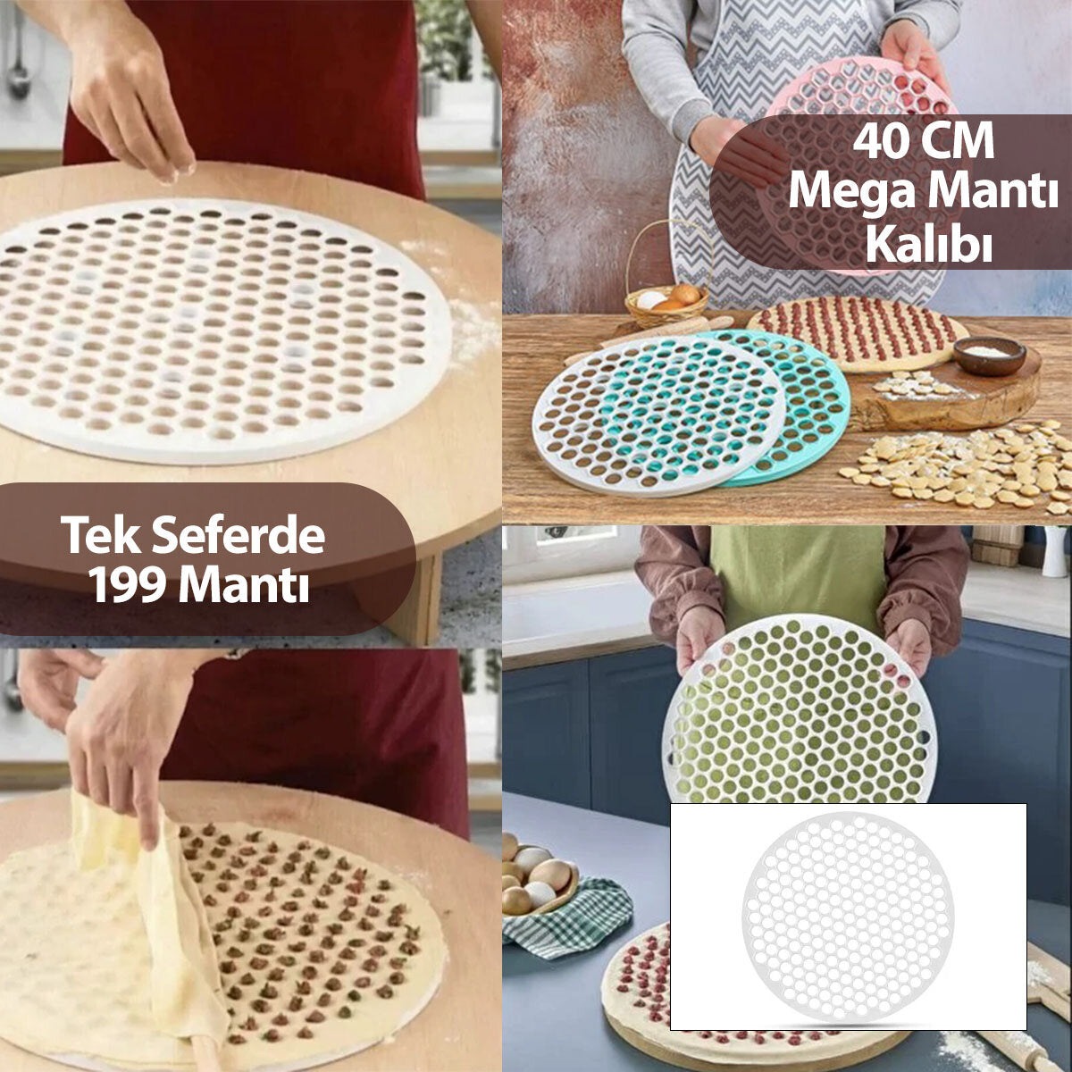 Mega Mantı Kalıbı - 40 cm - 199 Mantı Kapasiteli - Plastik 1
