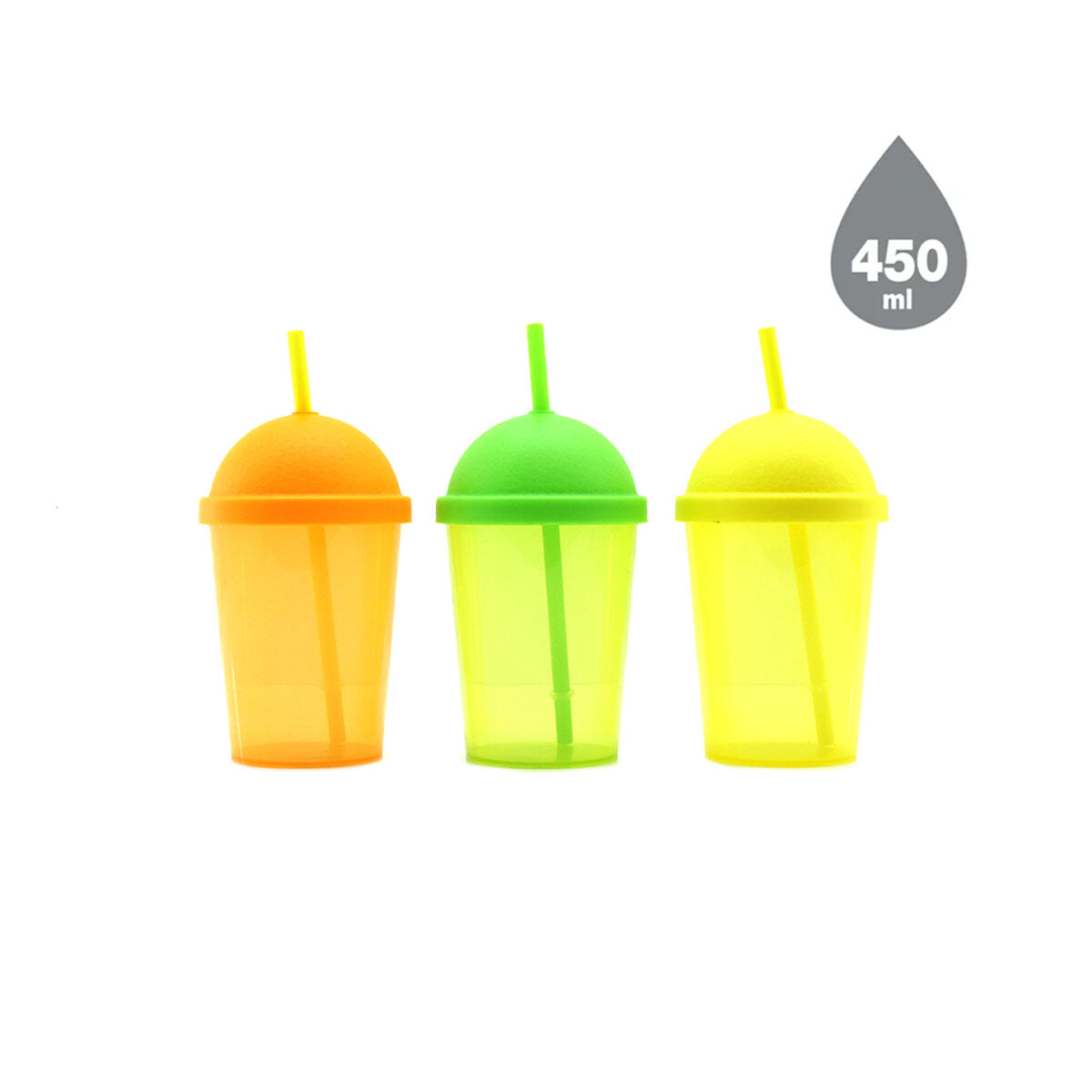 Pipetli Bardak - 450 ml - Şeffaf Renkli - Plastik 1