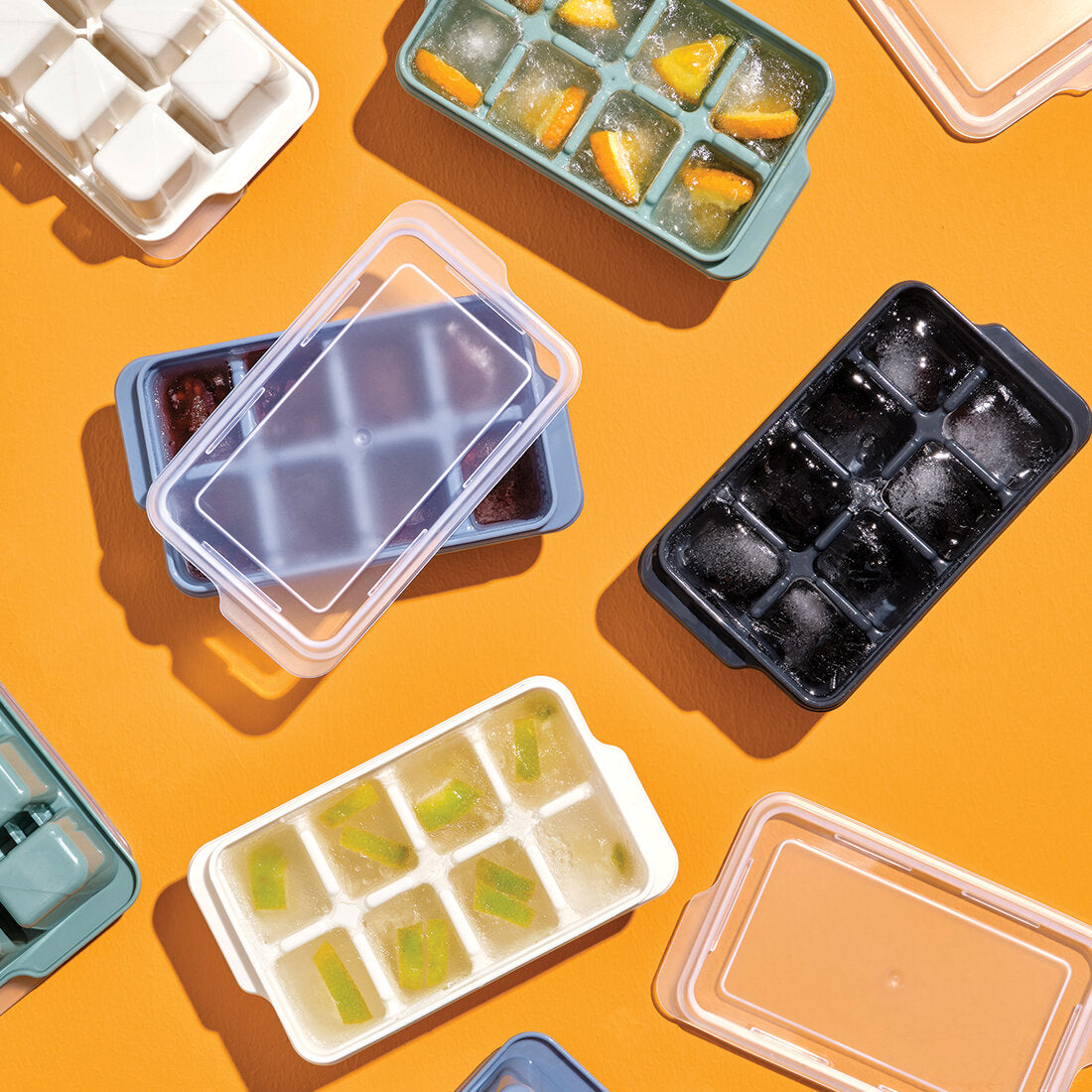3'lü Mini Buz Kalıbı - Küp Şekilli - Kapaklı - Plastik 3