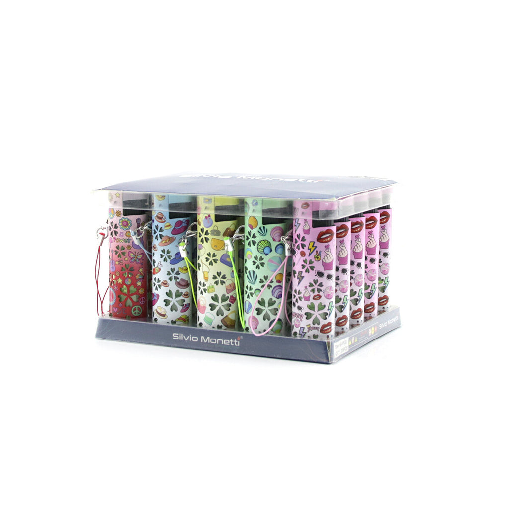 LED Işıklı Rüzgar Çakmağı - Karışık Desenli - İpli 3