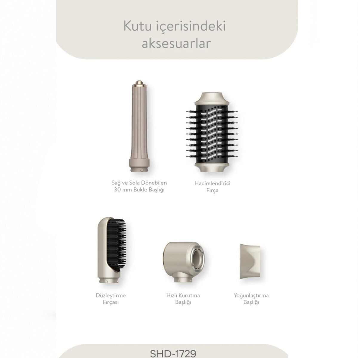 Sinbo Air Brush Saç Şekillendirme Cihazı - 5 Başlıklı - Rose Gold Renk 2