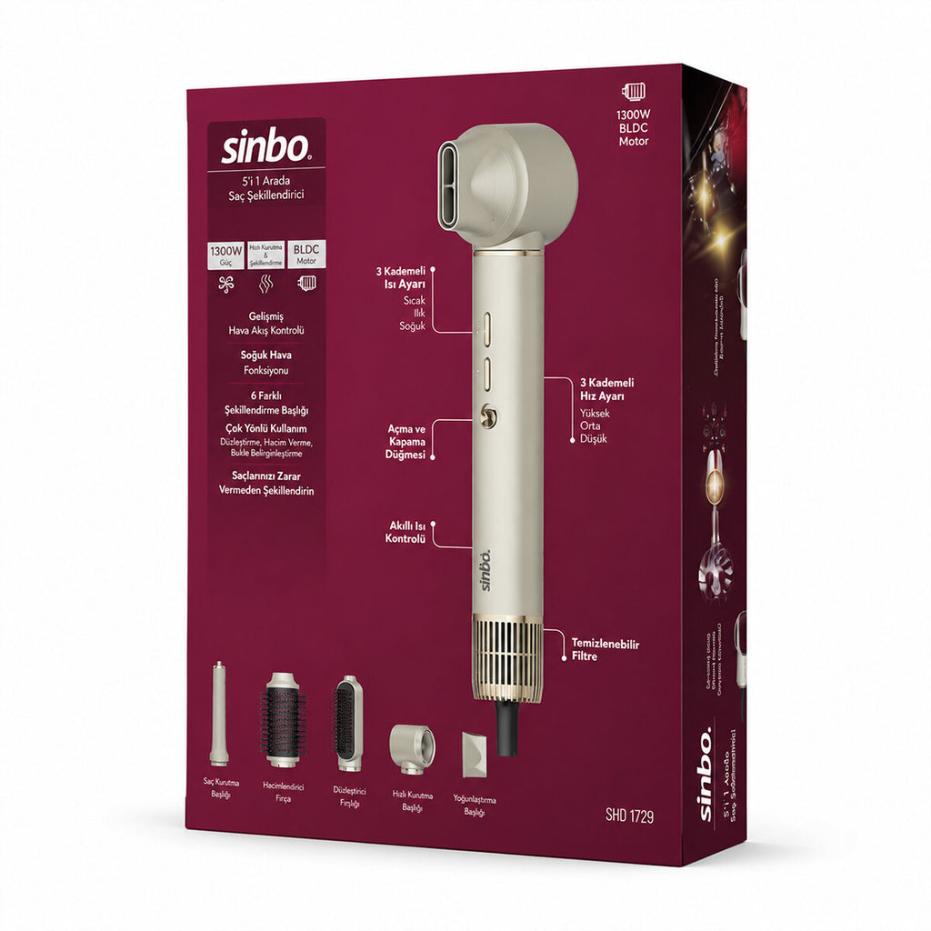 Sinbo Air Brush Saç Şekillendirme Cihazı - 5 Başlıklı - Rose Gold Renk 4