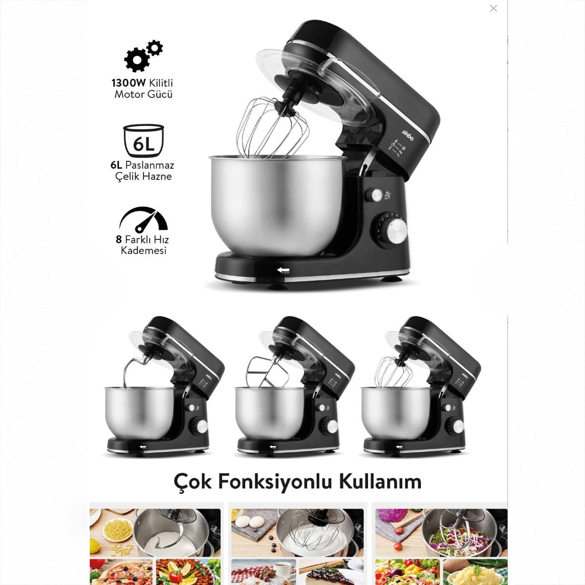 Sinbo Standlı Mikser - Siyah Renk - 12 Litre Hazne 2
