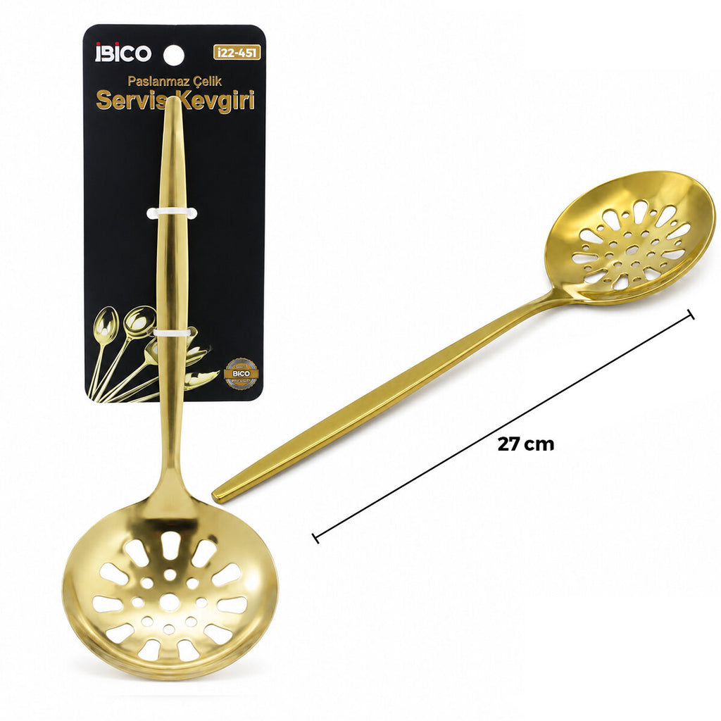 Metal Servis Kevgiri - 27 cm - Gold Renk 1