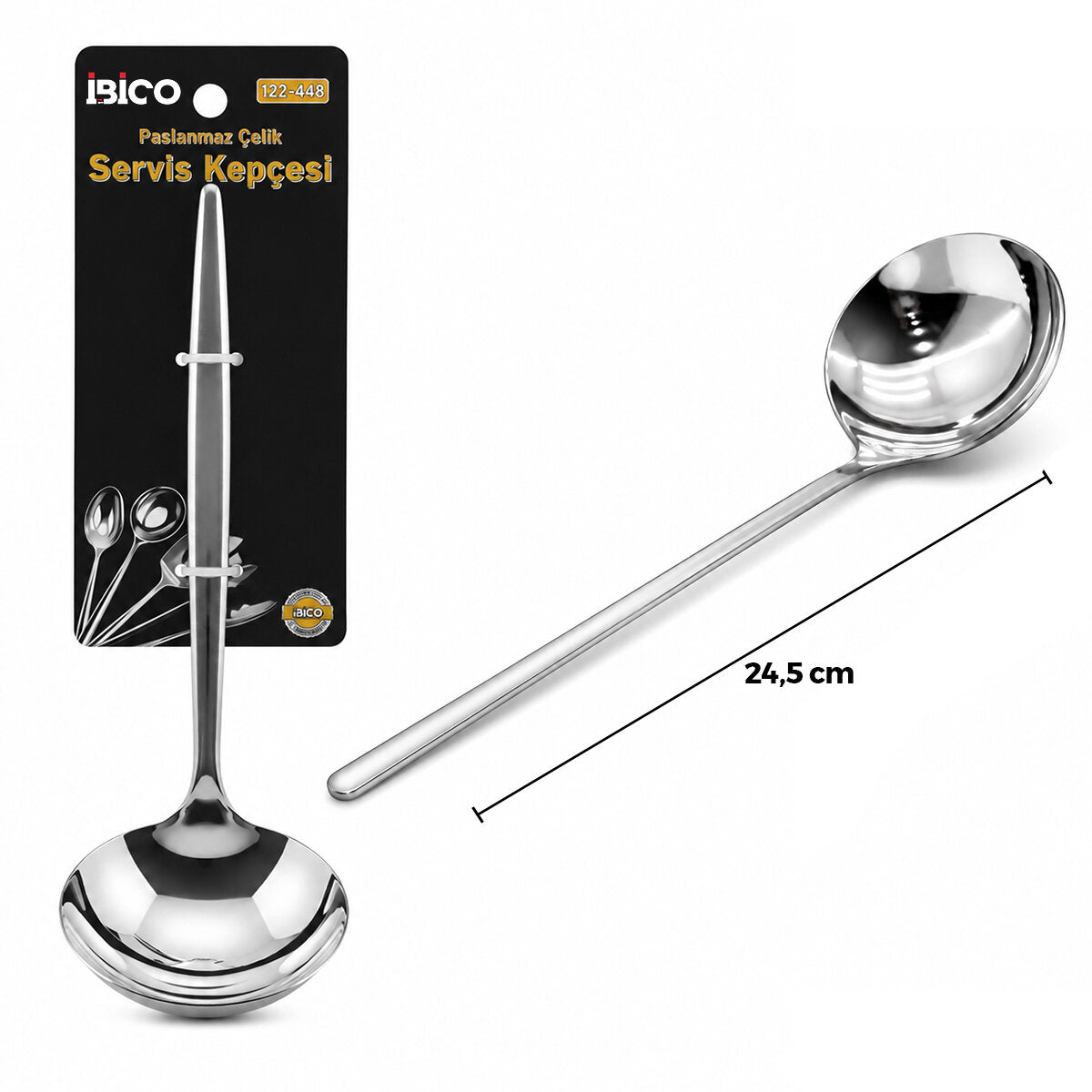 Metal Servis Kepçesi - Krom Renk - 24.5 cm 1
