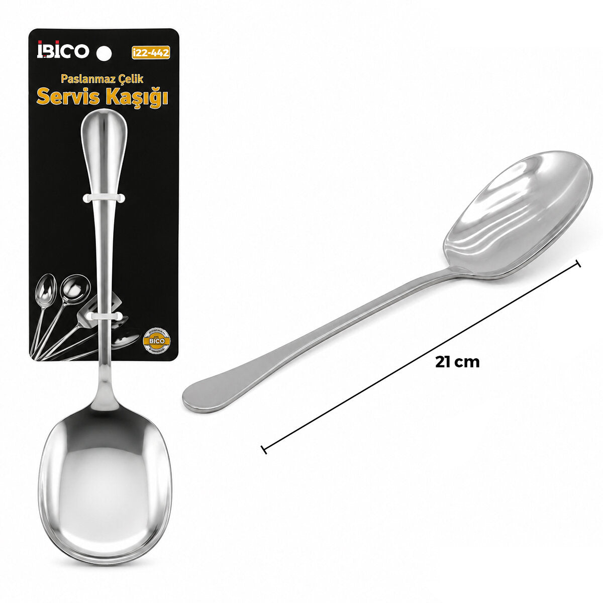 Metal Servis Kaşığı - 21 cm - Krom Renk 1