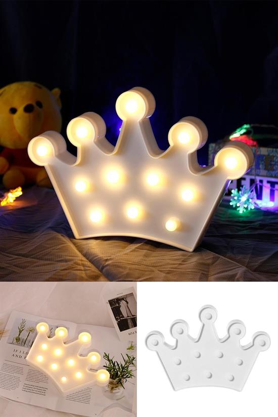 3D Dekoratif Pilli Kraliçe Tacı Model Led Masa ve Gece Lambası (5538) 5
