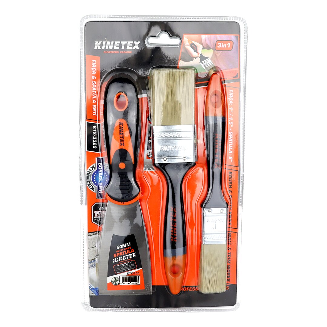 3PCS BOYACI - NALBUR SET 50MM SPATULA - 2X KESTİRME FIRÇA (5538) 1