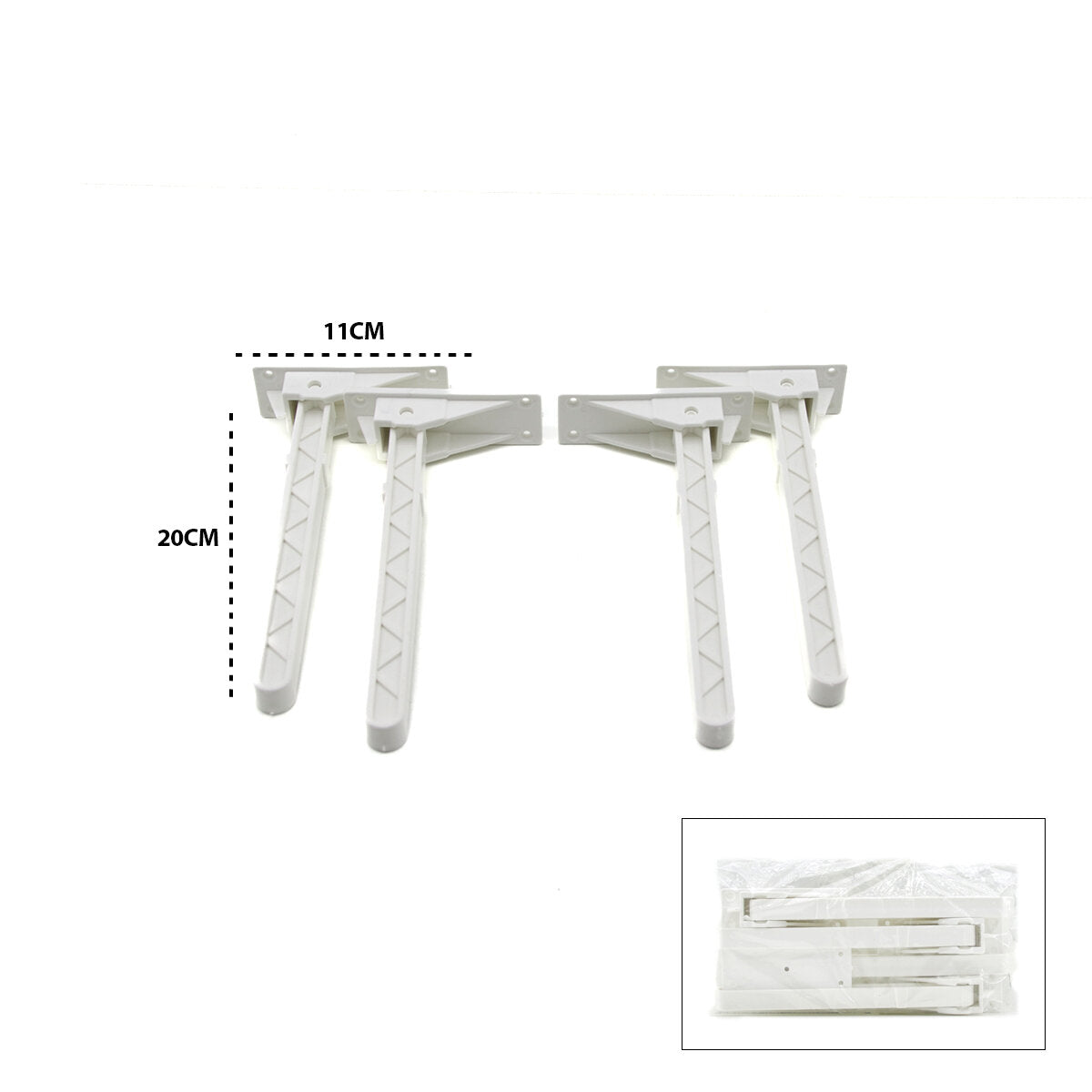 4 ADET BEYAZ SOFRA AYAK KOMPLE PLASTİK 20CM AÇ KAPA (5538) 1