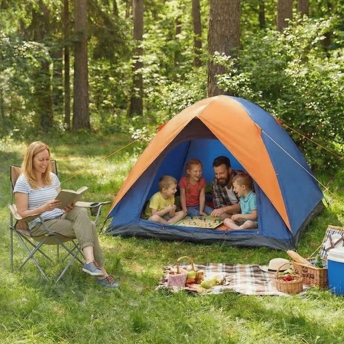 4 Kişilik Manuel Kurulum Gölgelikli Kamp Çadırı – Aile, Doğa, Piknik ve Outdoor 200x200x135 cm (5538) 2