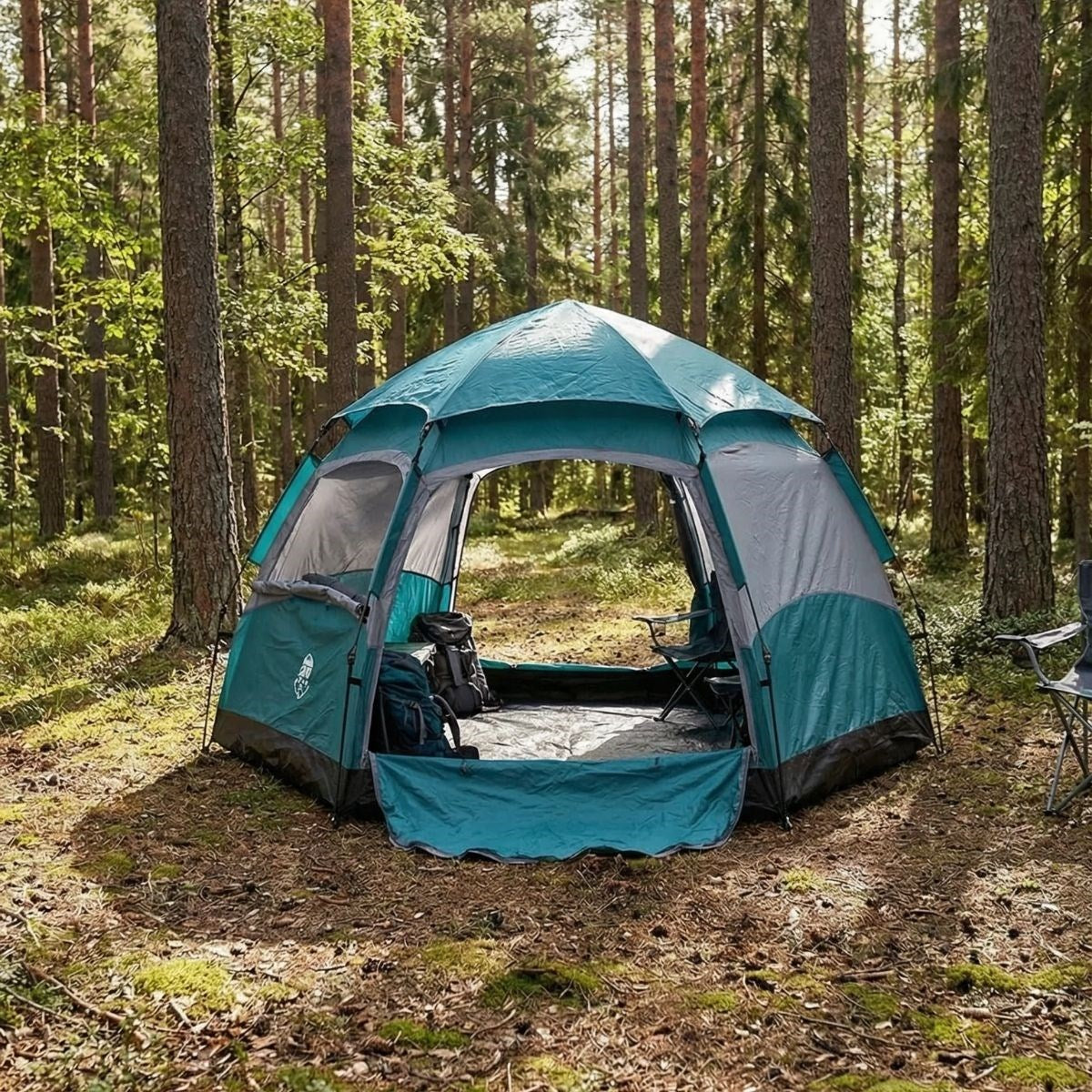 4 Kişilik Otomatik Kamp Çadırı – Altıgen Tasarım, Çift Kapılı, Suya Dayanıklı, Hızlı Kurulumlu Geniş Aile Outdoor Çadırı 240x240x160 cm (5538) 1