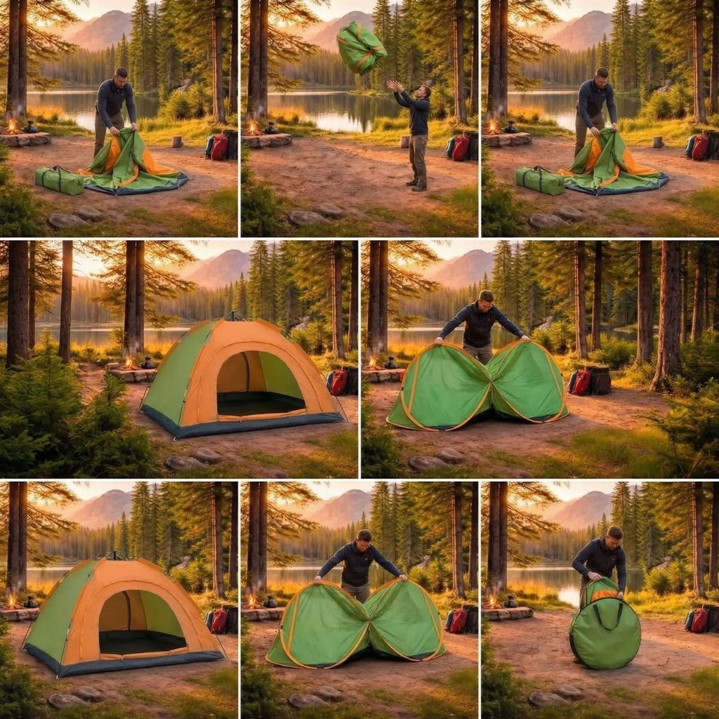 4 Kişilik Yarı Otomatik Kamp Çadırı – Suya Dayanıklı, Hızlı Kurulumlu Outdoor Aile Çadırı, Doğa, Kamp ve Piknik 200x200x135 cm (5538) 4