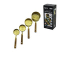 4 PCS GOLD METAL ÖLÇÜ KAŞIK SETİ OTANTİK AĞAÇ KULP 250ML - 125ML - 80ML - 60ML (5538) 1