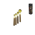 4 PCS GOLD METAL ÖLÇÜ KAŞIK SETİ OTANTİK AĞAÇ KULP 15ML - 5ML - 2.5ML - 1.25ML (5538) 1