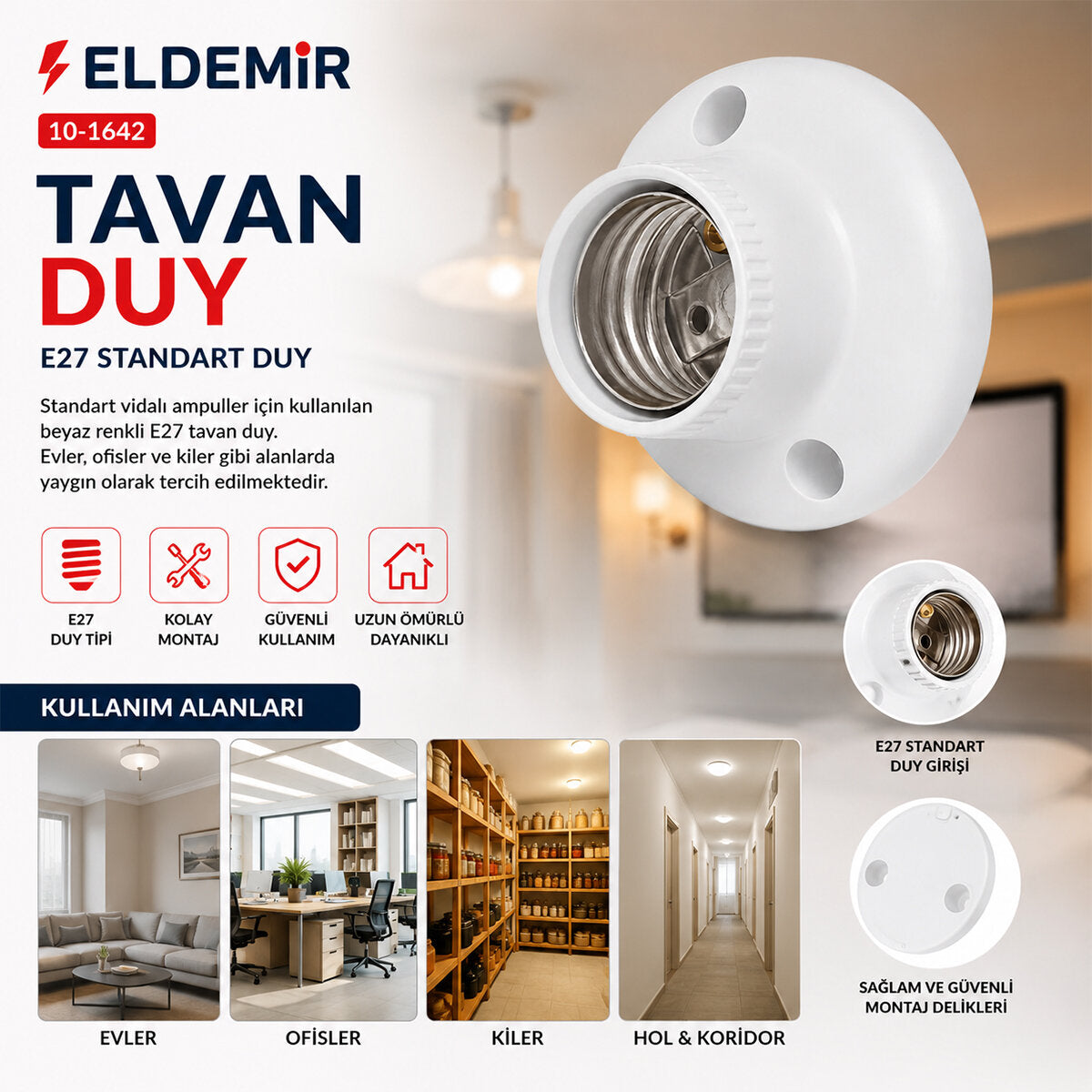 40 ADET E27 KOLAY MONTAJ TAVAN DUY (5538) 2