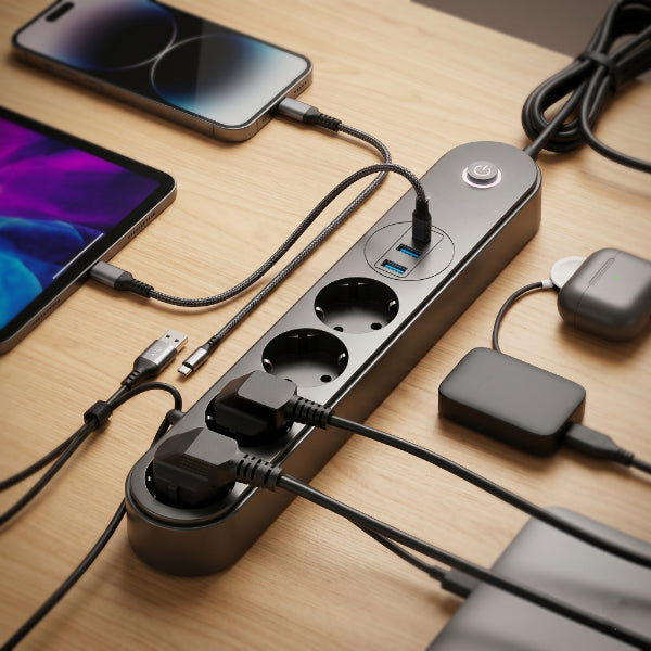 Termal Akım Korumalı 4 Prizli USB Girişli Uzatma Kablosu 3