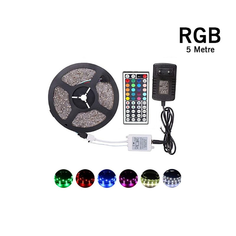 5 Metre Rgb Şerit Led Seti-İç ve Dış Mekan Silikonlu-Tak Çalıştır (5538) 5
