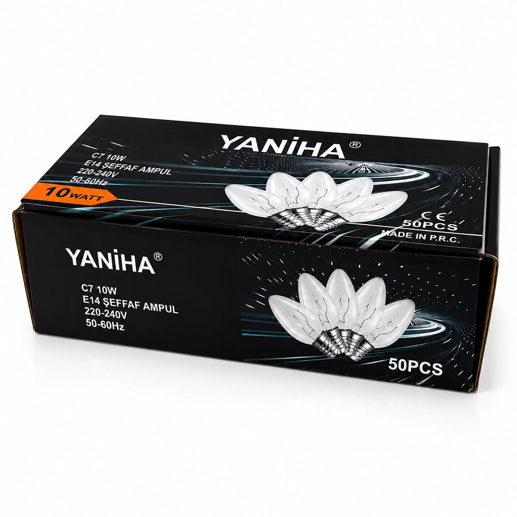 50 ADET ŞEFFAF GECE LAMBASI AMPUL E14 - 10W C7 (5538) 3