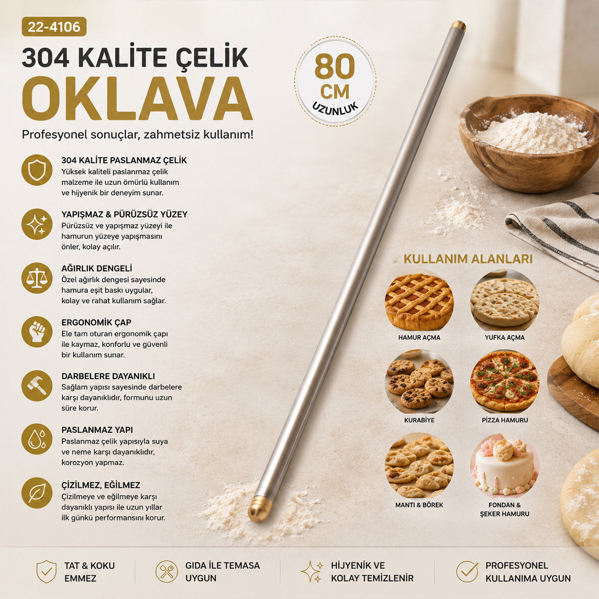 6 ADET 80CM ÇELİK LUX METAL OKLAVA (5538) 2
