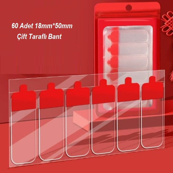60 Parça Kolay Açılır Güçlü Çift Taraflı Bant 18mm*50mm (5538) 1