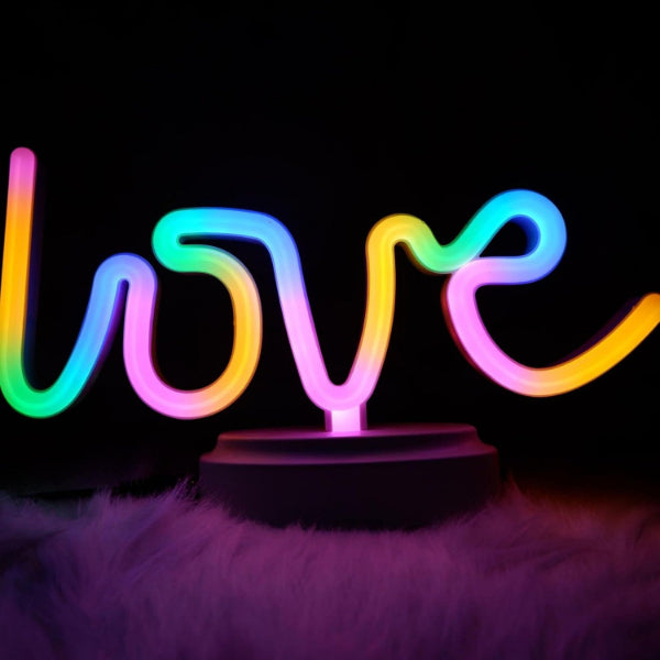 Neon Işıklı Love Yazılı Masa Gece Lambası 1
